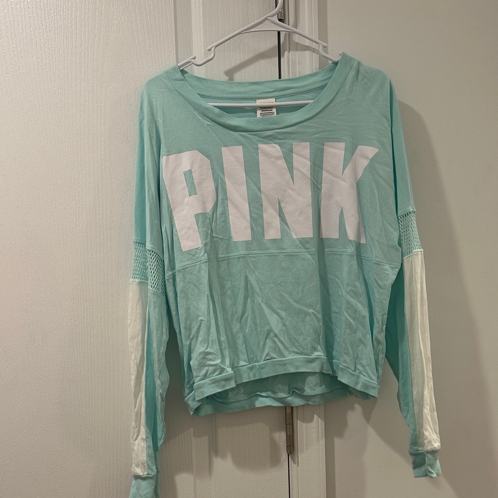 PINK Victoria's Secret Aqua Long Sleeve Tee